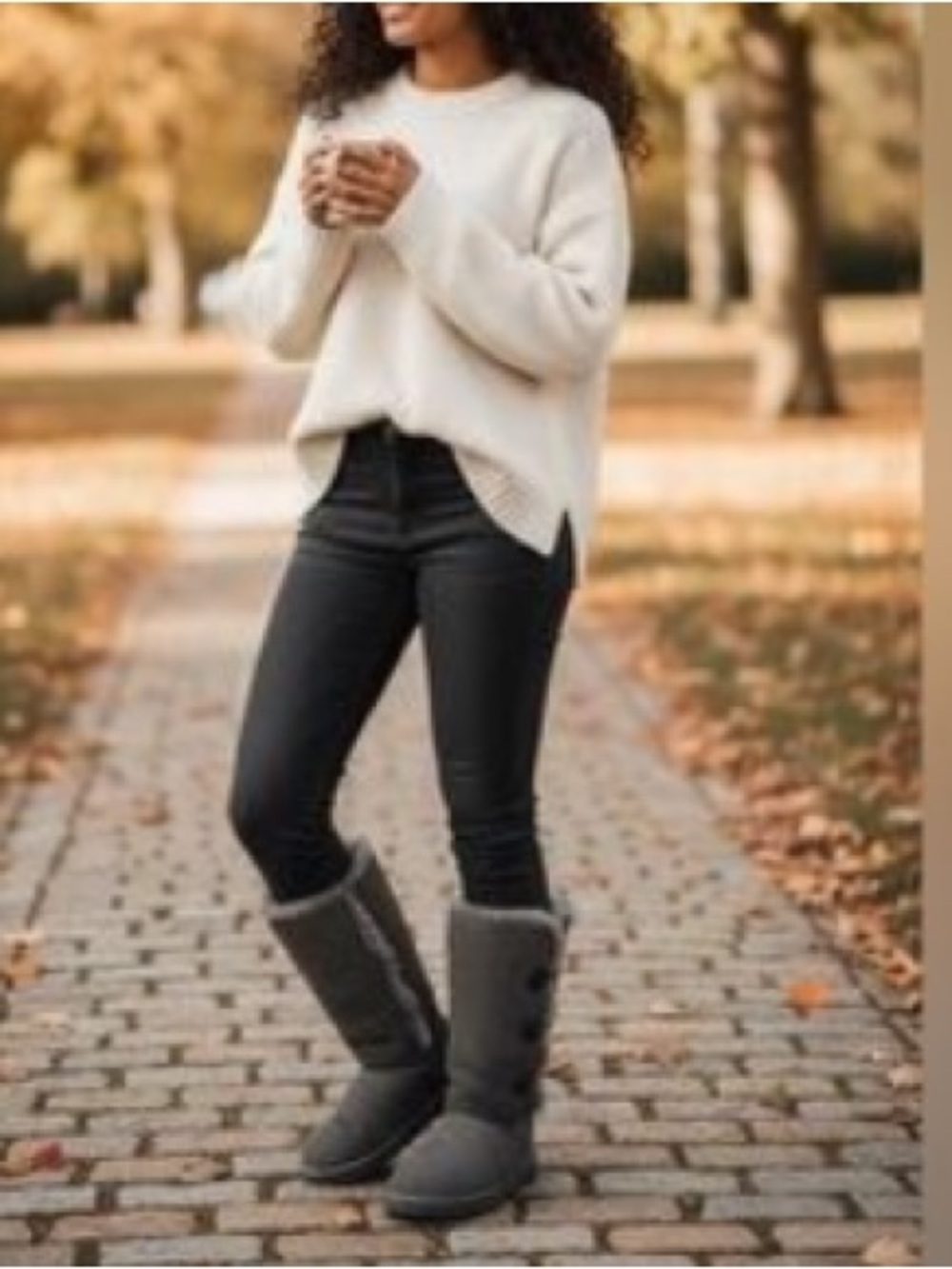 UGG Bailey Button Triplet II Boots Women Sz 9 Gray Tall Sheepskin Lined Classic